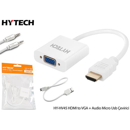 Hytech Hy-Hv45 Hdmı To Vga + Audio Micro Usb Çevirici(Kablo Ç S-Link Sl-Hv45)