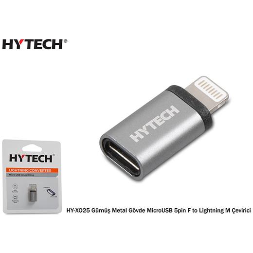 Hytech Hy-Xo25 Gümüş Metal Gövde Microusb 5Pin F To Lightning M Çevirici(Kablo Ç Hytech Hy-Xo25)