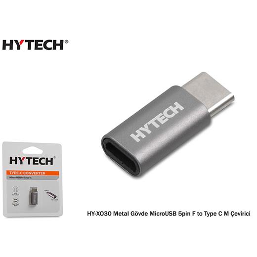 Hytech Hy-Xo30 Gümüş Metal Gövde Microusb 5Pin F To Type C M Çevirici(Kablo Ç Hytech Hy-Xo30)