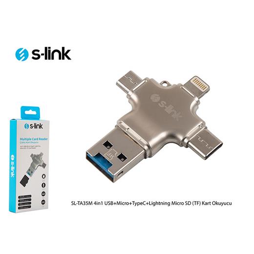 S-Link Sl-Ta35M 4İn1 Usb+Micro+Typec+Lightning Micro Sd (Tf) Kart Okuyucu(Kablo Ç S-Lınk Sl-Ta35M)