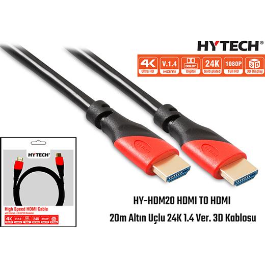 Hytech Hy-Hdm20 Hdmi To Hdmi 20M Altın Uçlu 24K 1.4 Ver 3D Kablosu(Kablo Hdmı Hy-Hdm20)