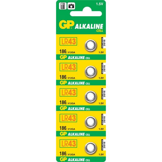 Gp Gp186-C5 Lr43 Alkalin Düğme Pil 5Li Paket(Pil Mıcro Gp Gp186-C5)