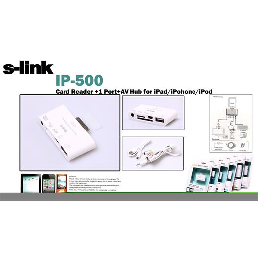 S-Link Ip-500 İpod-İphone-İpad 5İn1 Av+Kamera Kablosu(Tel K Iph Ip-500)