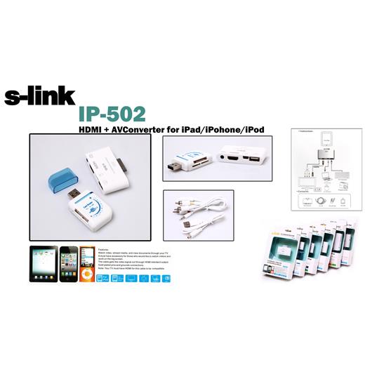S-Link Ip-502 -İphone-Ipod Hdmı+Av Konnektör(Tel K Iph Ip-502)