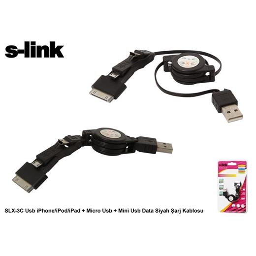 S-Link Slx-3C Bl Mini-Micro Usb+İpad-İphone 4-3Gs Kablosu(Tel K Iph Slx-3C Bl)