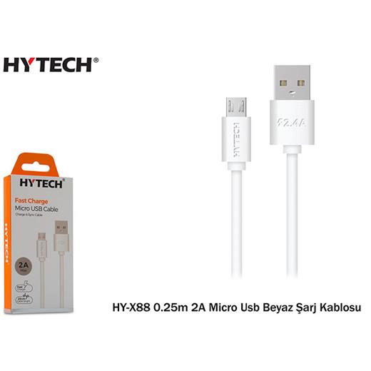 Hytech Hy-X88 0.25M 2A Micro Usb Beyaz Şarj Kablos(Tel Kş Hy-X88 Beyaz)