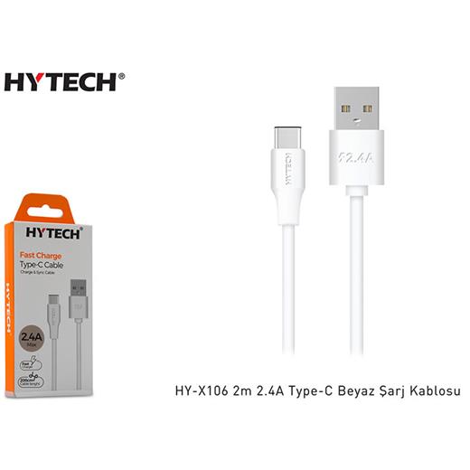 Hytech Hy-X106 2M 2.4A Type-C Beyaz Şarj Kablosu(Tel Kş Hytech Hy-X106)