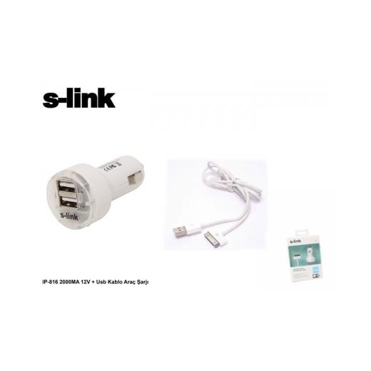 S-Link Ip-816 2000Ma 12V Usb Kablo Araçtan Şarj Cihazı(Tel Kş S-Link Ip-816)