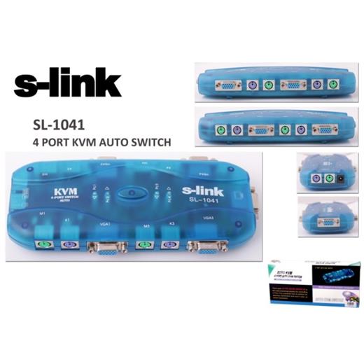 S-Link Sl-1041 4Pc-1Mn Ps-2 Kablolu Otomatik Kvm Switch(Data Kvm S-Link Sl-1041)