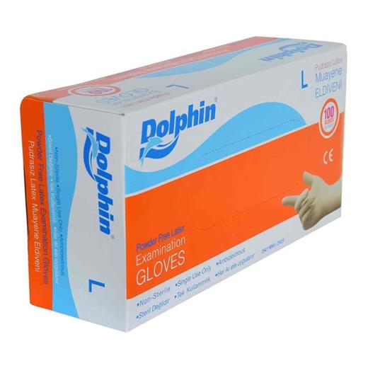 Dolphin Muayene Latex Pudrasız Large 100Lü Eldiven(Dolphin Muapudrasız L)