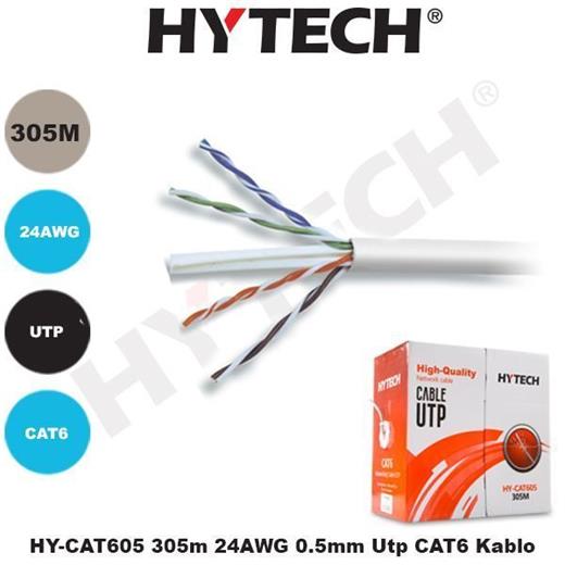 Hytech Hy-Cat605 305Mt 24Awg 0,5Mm Utp Cat6 Kablo(Kablo Cat6 Hy-Cat605)