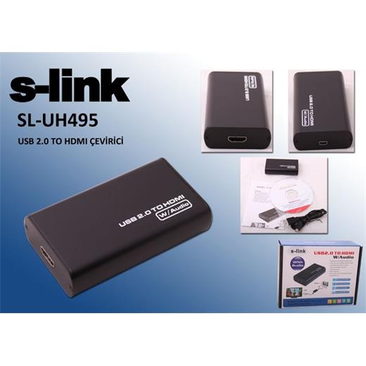 S-Link Sl-Uh495 Usb 2.0 To Hdmı Dönüştürücü(Kablo Ç S-Link Sl-Uh495)