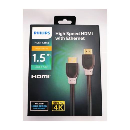 Philips Swl6118-93 4K 1,5 Mt Altın Uçlu Hdmi Kablo Kutulu  High Speed(Kablo Hdmı Phılıps 1,5Mt)