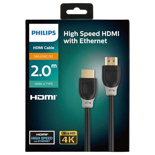 Philips Swl6116C-93 4K 2Mt Altın Uçlu Hdmi Kablo Kutulu  High Speed(Kablo Hdmı Phılıps 2.0Mt)