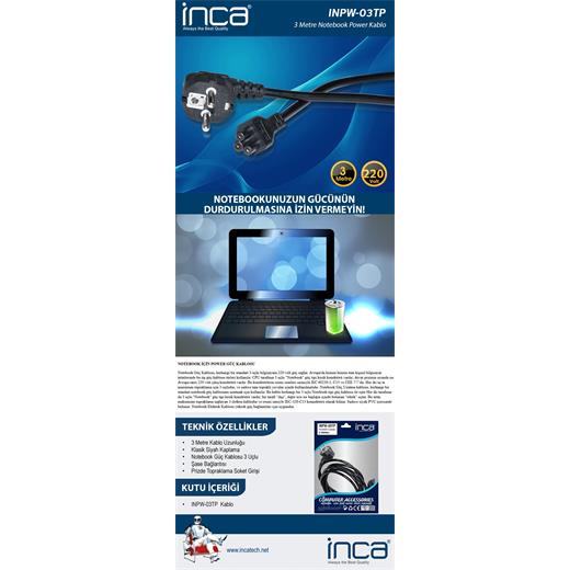 Inca Inpw-03Tp 3Mt Notebook Power Kablosu(Kablo Power Inca 3Mt)