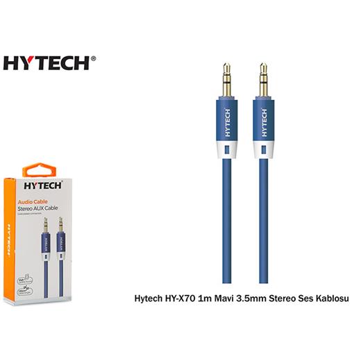 Hytech Hy-X70 1M Mavi 3.5Mm Stereo Ses Kablosu(Kablo Str Hy-X70 Mavi)