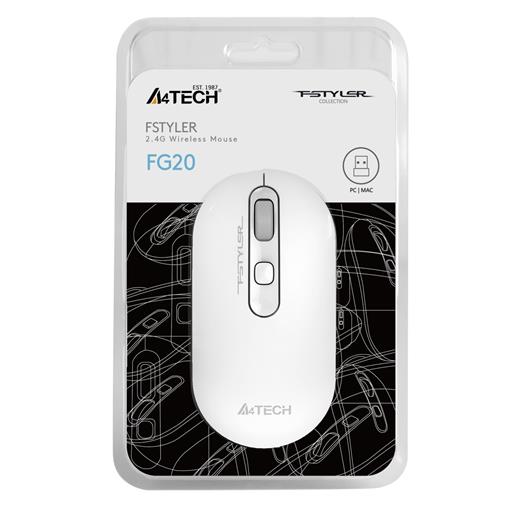 A4 Tech Fg20 Beyaz Nano Kablosuz Optik 2000 Dpi Mouse(Mou Tech Fg20 Beyaz)