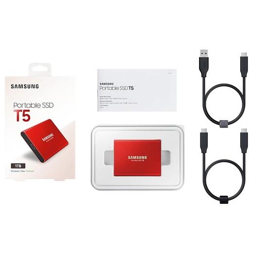 Samsung 1Tb T5 Usb 3.1 Okuma 540Mb-Yazma 540Mb Mu-Pa1T0R-Ww - Kırmızı Taşınabilir Harici Ssd(Oem Hd 1,8