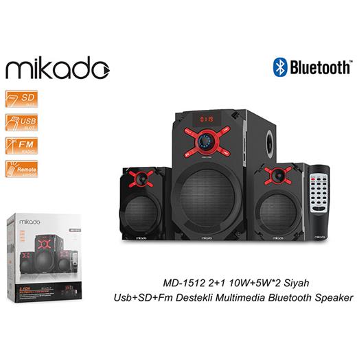 Mikado Md-1512 2+1 10W Usb+Sd+Fm Destekli Bluetooth Spekaer(Spk Mikado Md-1512)