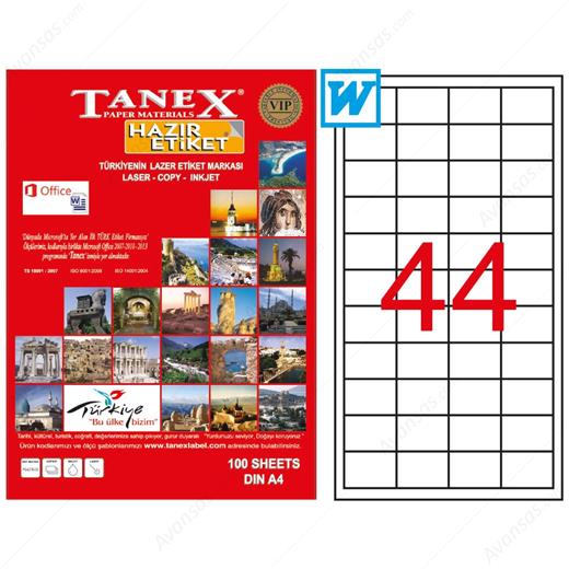 Tanex Tw-2044 210 Mm X 297 Mm 100 Sayfa Lazer Etiket(Tanex Tw-2044)