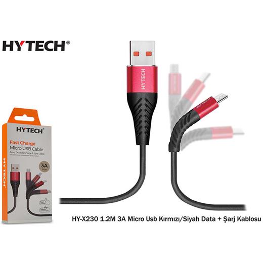 Hytech Hy-X230 1.2M 3A Micro Usb Kırmızı-Siyah(Tel Kş Hy-X230 Kırmızı-S)