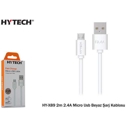 Hytech Hy-X89 2M 2.4A Micro Usb Beyaz Şarj Kablosu(Tel Kş Hy-X89 Beyaz)