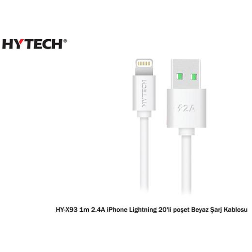Hytech Hy-X93 1M 2.A İphone Lightning 20Li Poşet (Tel Kş Hy-X93 Beyaz 20Li)