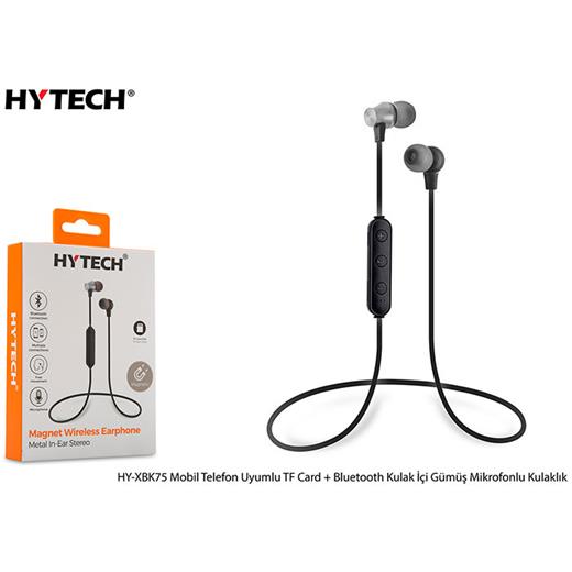Hytech Hy-Xbk75 Mobil Telefon Uyumlu Tf Card + Bluetooth Kulalk İçi Gümüş Mikrofonlu Kulaklık(005.Hy-Xbk75 Gümüş)