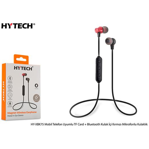 Hytech Hy-Xbk75 Mobil Telefon Uyumlu Tf Card + Bluetooth Kulalk İçi Kırmızı Mikrofonlu Kulaklık(005.Hy-Xbk75 Kırmızı)