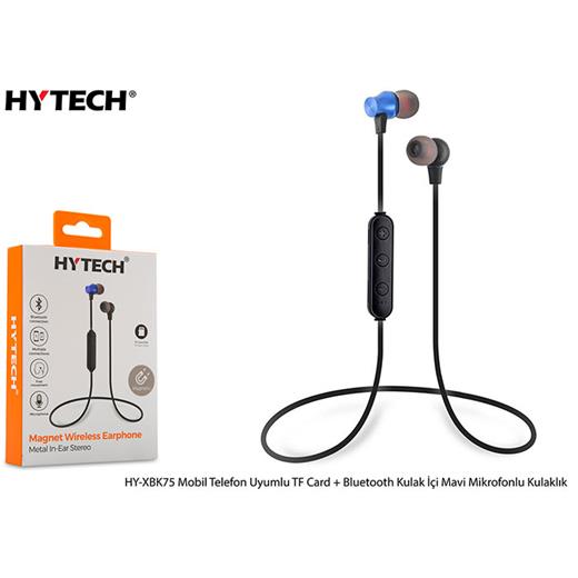 Hytech Hy-Xbk75 Mobil Telefon Uyumlu Tf Card + Bluetooth Kulalk İçi Mavi Mikrofonlu Kulaklık(005.Hy-Xbk75 Mavi)