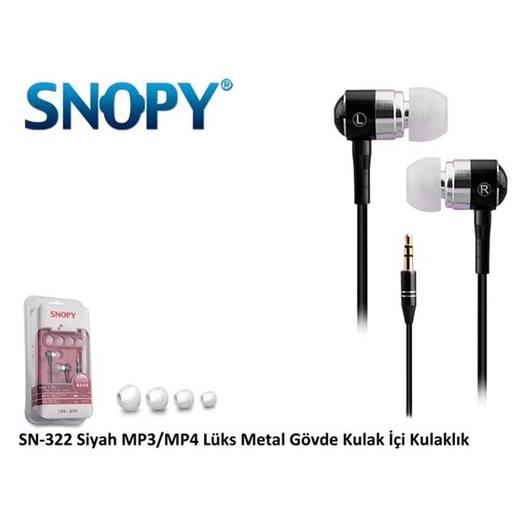 Snopy Sn-322 Kulak İçi Kulaklık Siyah Metal Gövde Kulaklık(005.Snopy Sn-322 Siyah)