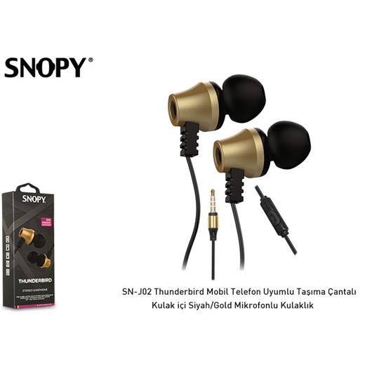 Snopy Sn-J02 Siyah Gold Kulak İçi Kulaklık Mikrofonlu(005.Snopy Sn-J02 S-Gold)