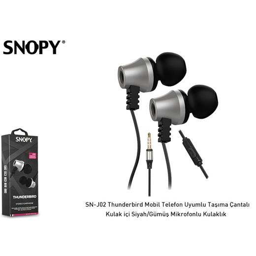 Snopy Sn-J02 Siyah Gümüş Kulak İçi Kulaklık Mikrofonlu Kulaklık(005.Snopy Sn-J02 S-Gümüş)