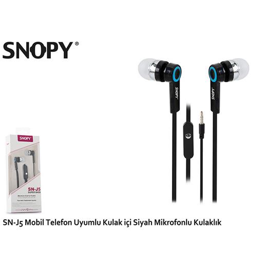Snopy Sn-J5 Mobil Telefon Uyumlu Kulak İçi Siyah Mikrofonlu Kulaklık(005.Snopy Sn-J5 Siyah)