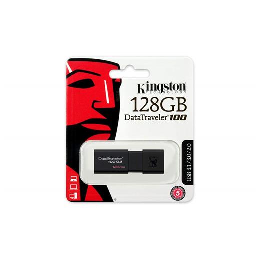 Kingston Dt100G3 128 Gb Usb 3.0 Siyah Plastik Kasa Flash Bellek(Blk Usb 128Gb Dt100G3-12)
